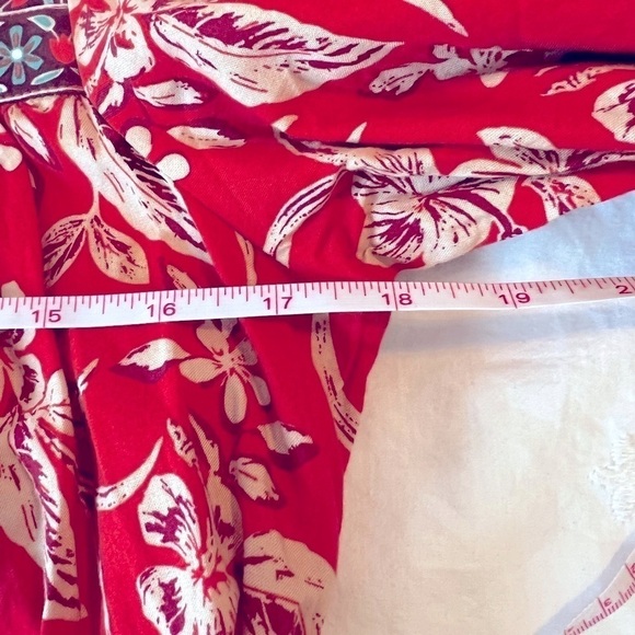 Beach Lunch Lounge Bell Peasant Top Border Dress Red Floral Size M - Picture 9 of 11